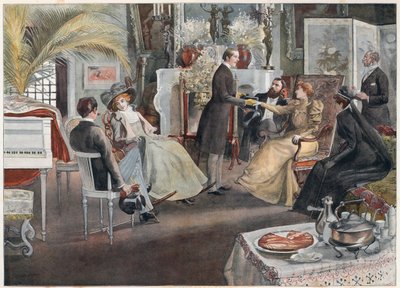 Een vijf uur thee in Parijs, 1893 door Pierre Georges Jeanniot